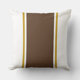 Elegant White Mörk Cocoa Brown Tävla Rand Kudde