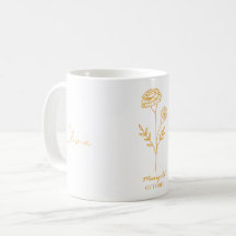 Elegant White Mugg med Orange Marigold Flower