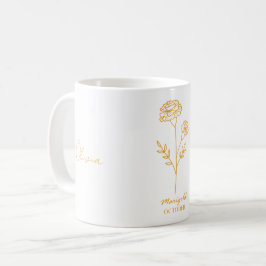 Elegant White Mugg med Orange Marigold Flower