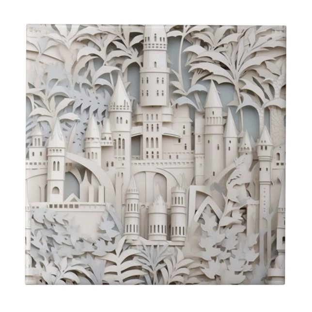 Elegant White Mythical Fantasy Castle Kakelplatta (Framsidan)