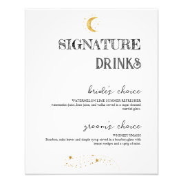 Elegant White Namnteckning Drinks Bröllop Pub Post Fototryck