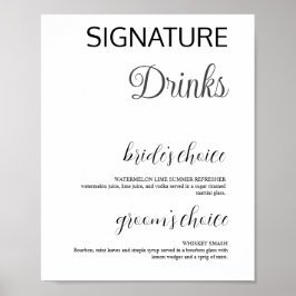 Elegant White Namnteckning Drinks Bröllop Pub Post Poster