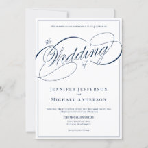 Elegant White Navy Classic Calligraphy Bröllop