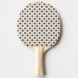 Elegant White och Brown Checkated Mönster Pingisracket