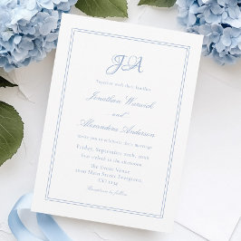 Elegant White och Dusty Blue Bröllop Inbjudningar