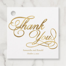 Elegant White och Faux Guld Calligraphy Tack Gåvor Etiketter