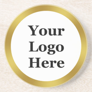 Elegant White och Faux Guld Din Logotyp här Underlägg