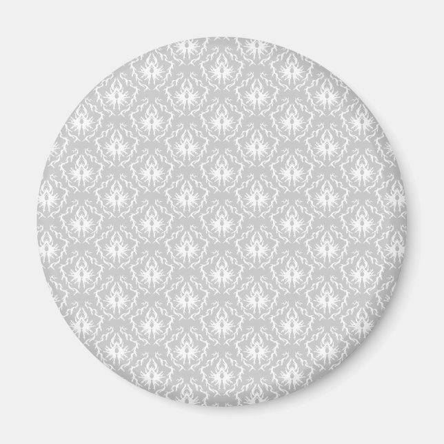 Elegant White och Grått Mönster. Skaka. Magnet (Framsidan)