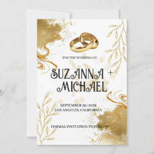 Elegant White och Guld bröllop Inbjudningar