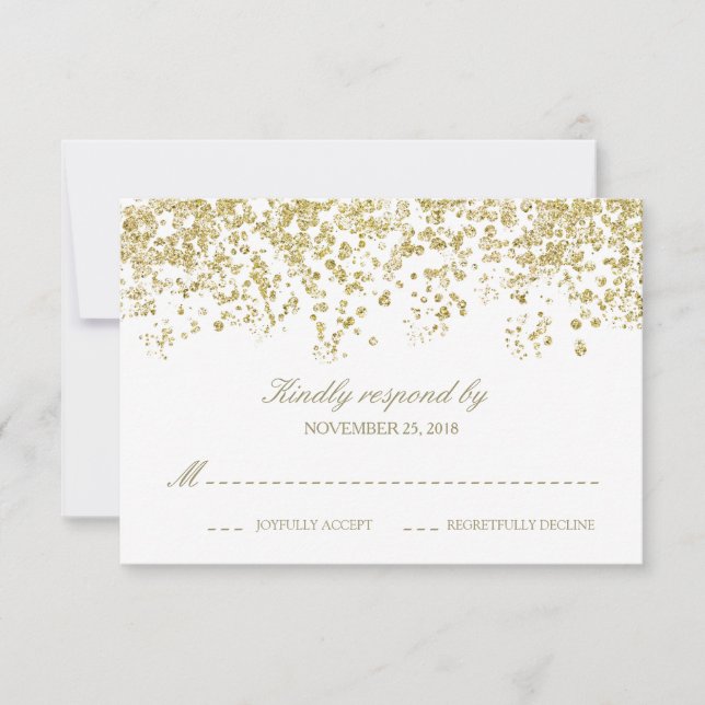 Elegant White och Guld Confetti Polka-Dots OSA Kort (Framsida)