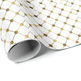 Elegant White och Guld Dot Grid Presentpapper