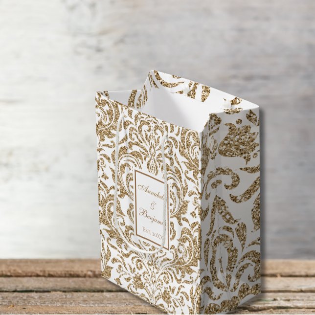 Elegant White och Guld Faux Glitter Bröllop (Skapare uppladdad)