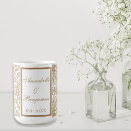 Elegant White och Guld Faux Glitter Bröllop Kaffemugg