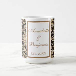 Elegant White och Guld Faux Glitter Bröllop Kaffemugg