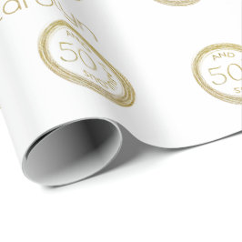Elegant White och Guld Glitter 50 och Fabulous Presentpapper
