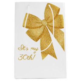 Elegant White och Guld Glitter Bow Birthday