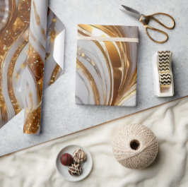 Elegant White och Guld Glitter Marble Mönster Presentpapper