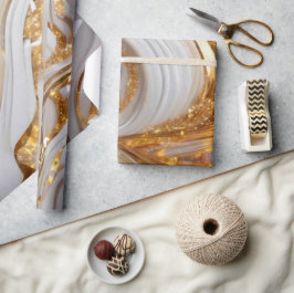 Elegant White och Guld Glitter Marble Mönster Presentpapper