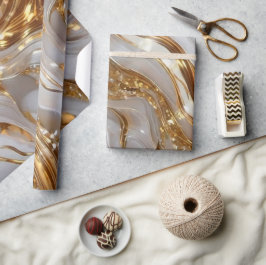 Elegant White och Guld Glitter Marble Mönster Presentpapper