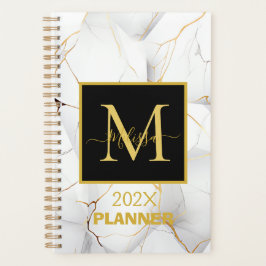 Elegant White och Guld MarLED Monogram Namn