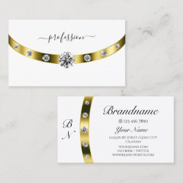 Elegant White och Guld med Monogram Chic Initialer Visitkort