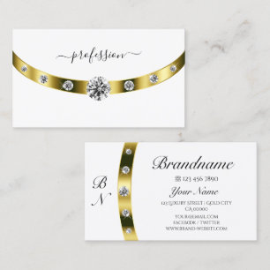 Elegant White och Guld med Monogram Chic Initialer Visitkort