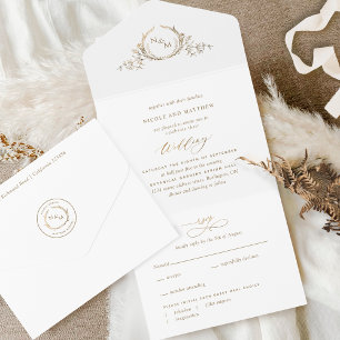 Elegant White och Guld Monogram Bröllop med OSA