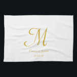 Elegant White och Guld Monogram Namn  Kökshandduk<br><div class="desc">Enkel Elegant Vita och Guld Monogram Kökshandduk för Namn</div>
