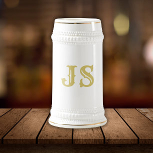 Elegant White och Guld Monogram Sejdel