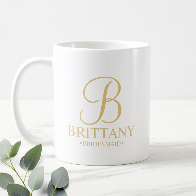 Elegant White och Guld Personlig Bridesmaid Kaffemugg (Skapare uppladdad)