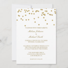 Elegant White och Guld Polka-dots Confetti Bröllop Inbjudningar