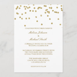 Elegant White och Guld Polka-dots Confetti Bröllop Inbjudningar