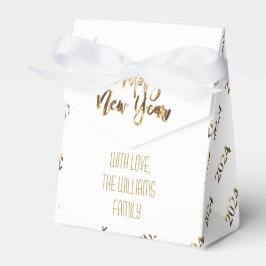 Elegant White och Guld Script Gott nytt år 2024 Presentaskar