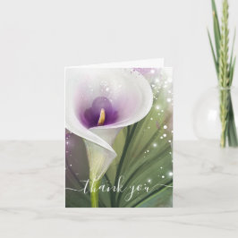 Elegant White och Lila Calla Lily Folded Tack Kort
