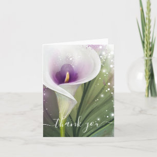 Elegant White och Lila Calla Lily Folded Tack Kort