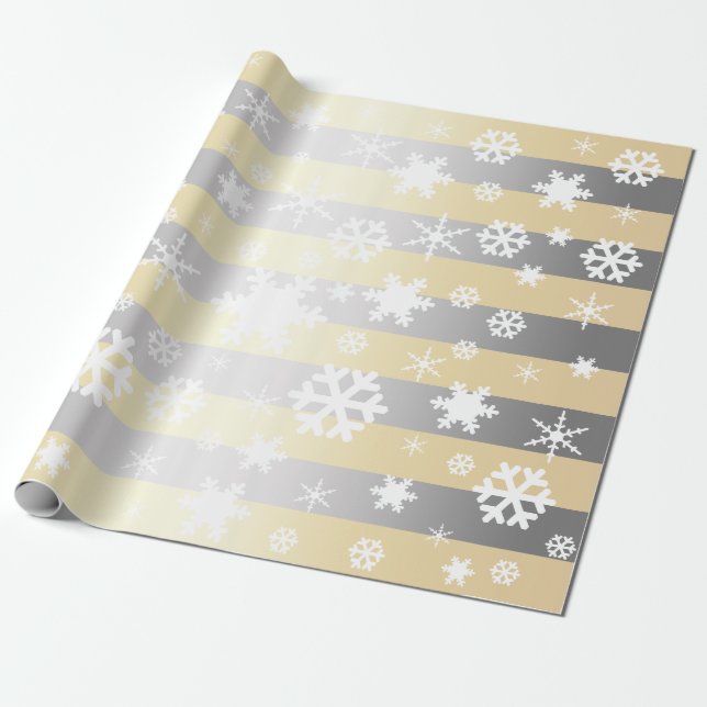 Elegant White och Silver julsnöflingan Mönster Presentpapper (Utrullad)