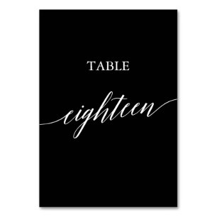 Elegant White on Black Calligraphy Bord arton Bordsnummer