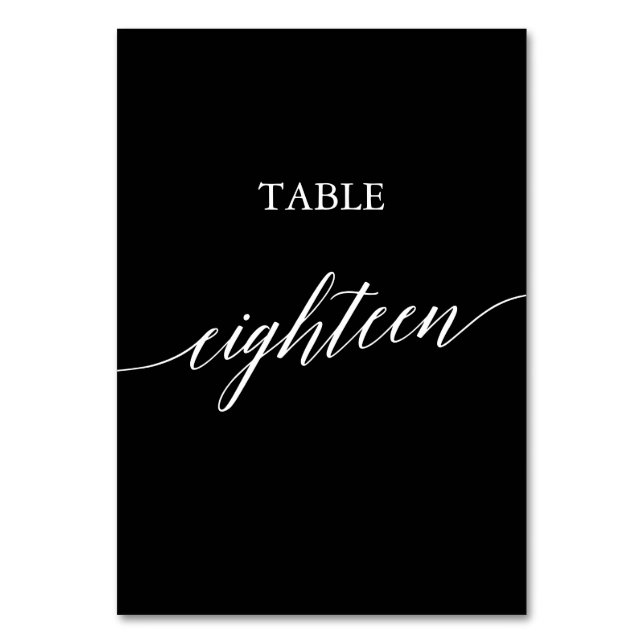 Elegant White on Black Calligraphy Bord arton Bordsnummer (Framsidan)