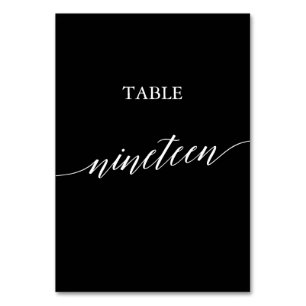 Elegant White on Black Calligraphy Bord Nineteen Bordsnummer