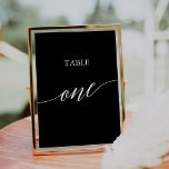 Elegant White on Black Calligraphy Bord One Bordsnummer<br><div class="desc">Den här eleganten vit på svart kalligrafi bord ett bordsnummer är perfekt för ett enkelt bröllop. Neutraltens utformning har ett minimalistiskt kort som är dekorerat med romantisk och visuell typografi. Kortet skrivs ut på framsidan och baksidan (dubblan). Andra bordsnummer i samlingen säljs separat.</div>
