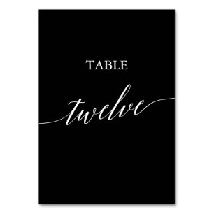 Elegant White on Black Calligraphy Bord Tolve Bordsnummer