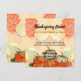 Elegant White Orange Pumpkins Fall Thanksgiving Inbjudningar