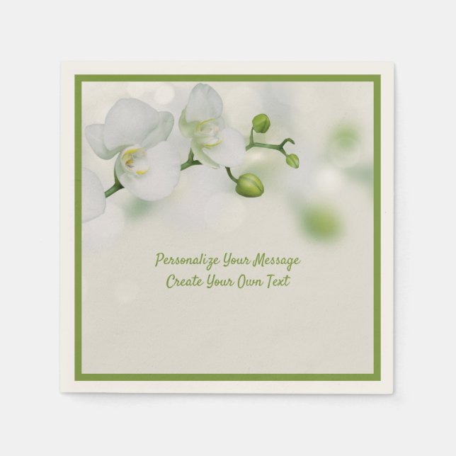 Elegant White Orchard Flowers Personalize Pappersservett (Framsidan)