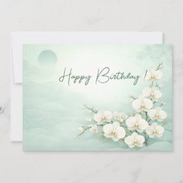 Elegant White Orchid Birthday Card Julkort