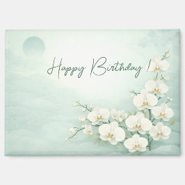 Elegant White Orchid Birthday Magnet