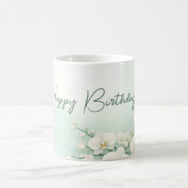 Elegant White Orchid Birthday Mug Kaffemugg