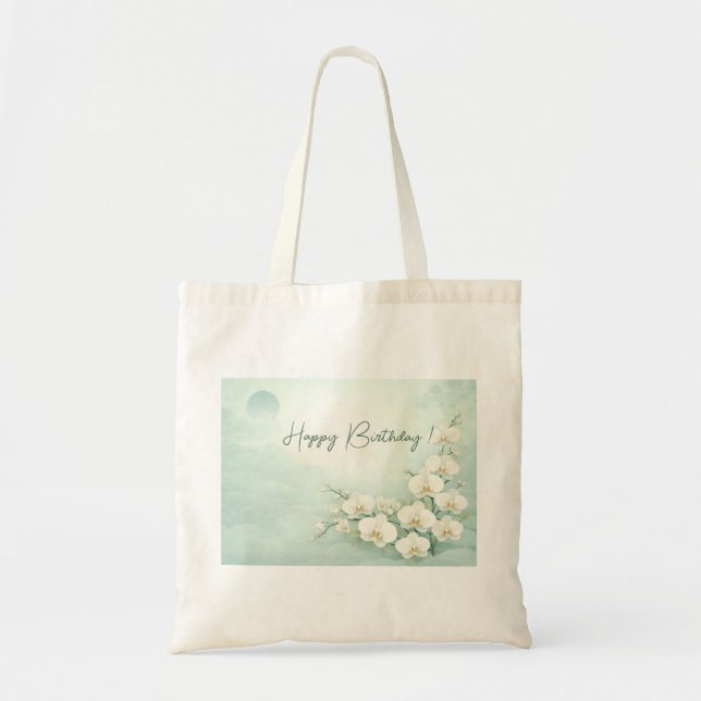 Elegant White Orchid Birthday  Tygkasse (Framsidan)