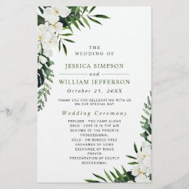 Elegant White Orchid Boho Bröllop Ceremony Program