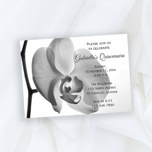 Elegant White Orchid Quinceanera Party Inbjudningar