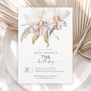 Elegant White Orchids Blommigt 75:e födelsedag Inbjudningar
